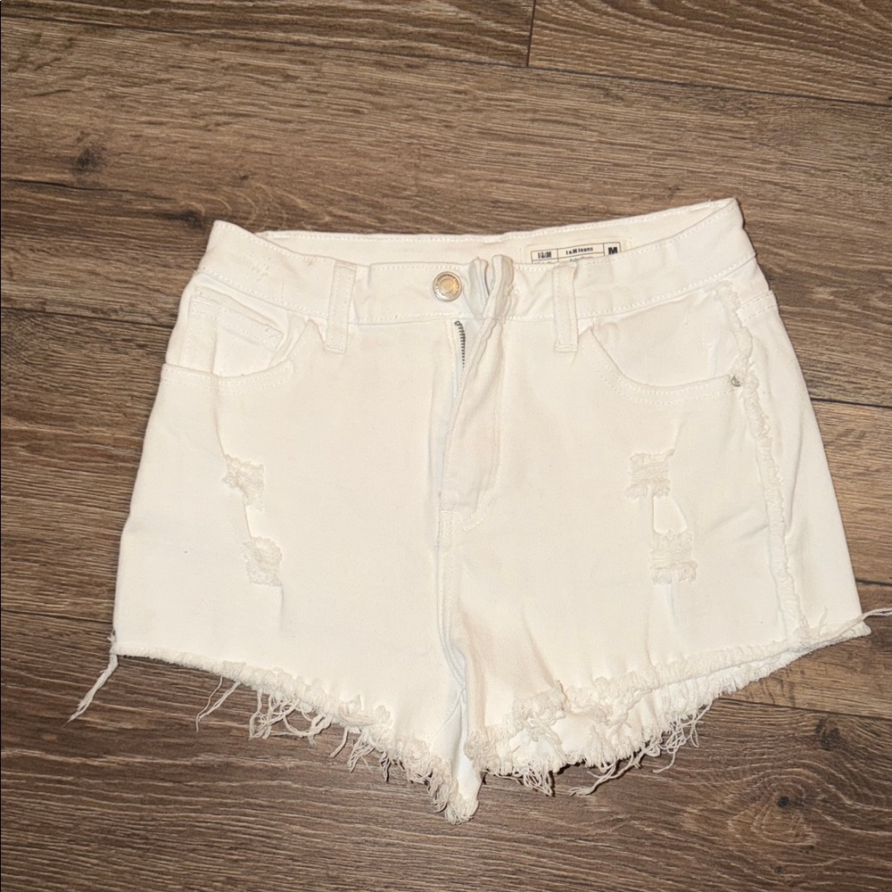 Stylish White Frayed Jean Shorts
